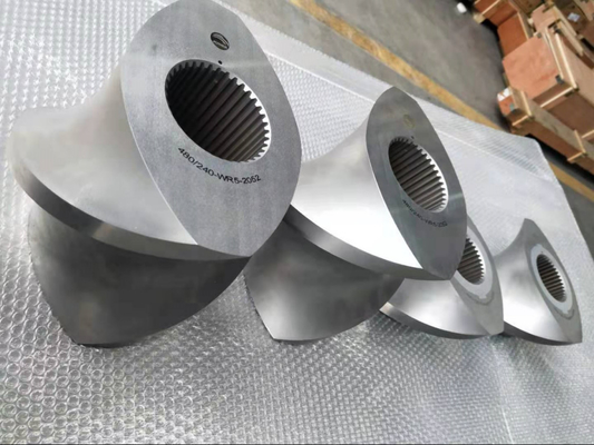 High Wear Twin Plastic Extruder Schroefelementen Met Vacuümverdoofing Behandeling Single Flight Shovel Segments